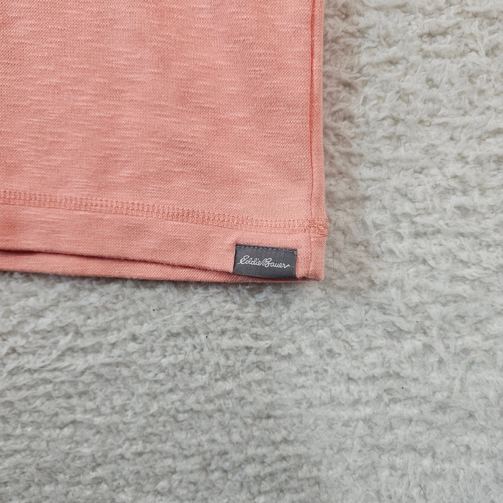 Eddie Bauer Mens XL Active Polo Shirt Coral Pink Short Sleeve Modal Blend Slub - Picture 7 of 8